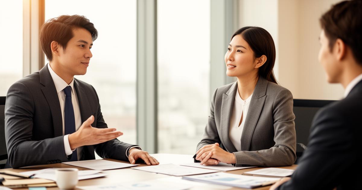 Person practicing confident body language in professional meeting setting
